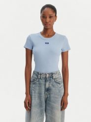 HUGO T-Shirt Easy 50523924 Błękitny Slim Fit. Niebieskie t-shirty damskie Hugo, xl, bez wzorów, z bawełny, bez kołnierzyka, bez ramiączek. Za 199.99 zł.