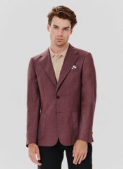 PAKO LORENTE – Casualowa gładka marynarka męska. Czerwone garnitury męskie Pako Lorente, m, bez wzorów, z elastanu, casualowe. Za 399.99 zł.