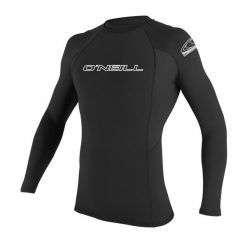 Koszulka ONEILL BASIC SKINS L/S RASH GUARD. Czarne bluzki damskie O'Neill, l, bez wzorów, sportowe, bez kołnierzyka, bez ramiączek. Za 145.70 zł.