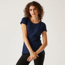 Carlie damska koszulka. Niebieskie bluzki damskie Regatta, l, bez wzorów, z bawełny, casualowe, bez kołnierzyka, bez ramiączek. Za 79.20 zł.