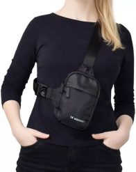 Wozinsky Mini saszetka na ramię WMS-W1 dwukomorowa na telefon unisex - czarna. Czarne torby na ramię męskie Wozinsky, na ramię. Za 40.69 zł.