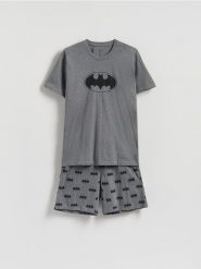 Dwuczęściowa piżama BATMAN - ciemnoszary. Szare piżamy męskie Reserved, l, bez wzorów, z bawełny, bez kołnierzyka, bez ramiączek. Za 99.99 zł.