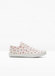 Sneakersy. Białe obuwie sportowe damskie bonprix, bez wzorów, bez zapięcia. Za 82.99 zł.