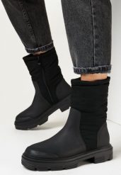 Czarne Botki Sztyblety z Pikowaną Cholewką Emele. Czarne botki damskie Born2be, bez wzorów, z jeansu, eleganckie, bez obcasa, na obcasie, bez zapięcia. Za 169.99 zł.
