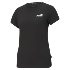 Koszulka fitness damska Puma ESS Small Logo Tee. Czarne bluzki damskie Puma, xs, bez wzorów, z bawełny, sportowe, bez kołnierzyka, bez ramiączek. W wyprzedaży za 76.10 zł.
