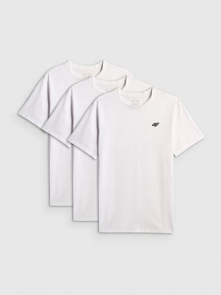 4F T-shirt regular gładki męski (3-pack) - biały M. Białe t-shirty męskie 4F, m, bez wzorów, z bawełny, bez kołnierzyka, bez ramiączek. Za 129.99 zł.
