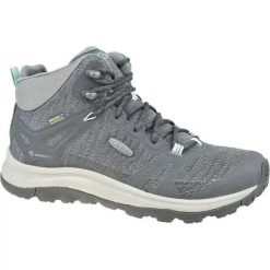 Wodoodporne Buty Za Kostkę Dla Kobiet Terradora II. Szare obuwie trekkingowe damskie Keen, z gumy, za kostkę, bez zapięcia. Za 598.99 zł.