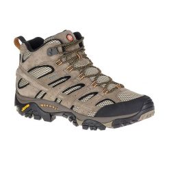 Buty turystyczne męskie Merrell Moab 2 LTR Mid GTX. Brązowe buty zimowe męskie Merrell, bez wzorów, bez obcasa, bez zapięcia. Za 377.73 zł.