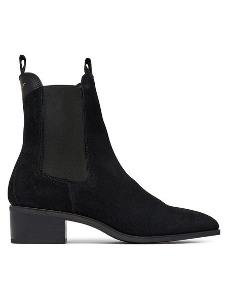 Gant Botki 33553451 Czarny. Czarne botki damskie GANT, bez wzorów, ze skóry, bez obcasa, na słupku, bez zapięcia. Za 799.99 zł.