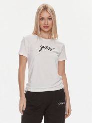 Guess T-Shirt Carrie O4RM09 KBBU1 Biały Regular Fit. Czerwone t-shirty damskie Guess, xs, z aplikacjami, z bawełny, bez kołnierzyka, bez ramiączek. Za 229.99 zł.