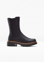 Kozaki Rieker. Czarne kozaki damskie bonprix, bez wzorów, bez obcasa, bez zapięcia. Za 299.99 zł.