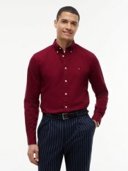 Tommy Hilfiger koszula codzienna Mężczyźni Bawełna (100%) czerwony, L. Czerwone koszule męskie Tommy Hilfiger, l, bez wzorów, z bawełny, eleganckie, bez kołnierzyka, bez ramiączek. Za 329.95 zł.