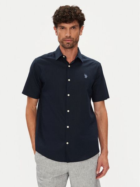 U.S. Polo Assn. Koszula MUP3254 Granatowy Regular Fit. Niebieskie koszule męskie U.S. Polo Assn., m, bez wzorów, z bawełny, bez kołnierzyka, bez ramiączek. Za 239.99 zł.