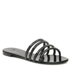 Klapki GIUSEPPE ZANOTTI. Czarne klapki damskie Giuseppe Zanotti, bez wzorów, bez obcasa, bez zapięcia. Za 1,769.00 zł.