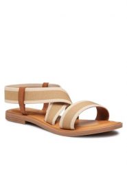 Clara Barson Sandały CASEY WS5296-34 Beżowy. Brązowe sandały damskie Clara Barson, bez wzorów, z materiału, bez obcasa, na płaskiej podeszwie, bez zapięcia. Za 79.99 zł.
