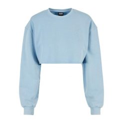 Bluza crop haftowane z kwiatami duże rozmiary dla kobiet Urban Classics. Niebieskie bluzy damskie Urban Classics, bez wzorów, eleganckie, bez ramiączek, bez kaptura. Za 244.50 zł.