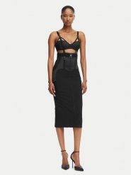 Elisabetta Franchi Sukienka koktajlowa AB-881-62E2-V660 Czarny Slim Fit. Czarne sukienki damskie Elisabetta Franchi, bez wzorów, z syntetyku, wizytowe, bez kołnierzyka, bez ramiączek. Za 2,809.00 zł.