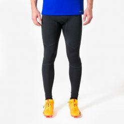 Legginsy piłkarskie Kipsta Keepdry Warm. Czarne bielizna sportowa damska KIPSTA, xl, bez wzorów, z dzianiny. Za 119.99 zł.