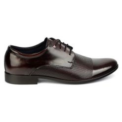 Olivier Buty męskie eleganckie skórzane 271T2 wisnia czerwone. Czerwone buty wizytowe męskie bez wzorów, z materiału, bez obcasa, bez zapięcia. Za 367.89 zł.