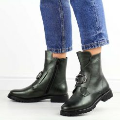 Zielone wysokie botki damskie Potocki 12441. Zielone botki damskie POTOCKI, na jesień, z aplikacjami, z materiału, eleganckie, z okrągłym noskiem, przed kolano, bez obcasa, bez zapięcia. Za 229.00 zł.