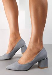 Szare Czółenka Sireirene. Szare czółenka damskie Renee, bez wzorów, bez obcasa, na słupku, bez zapięcia. Za 74.99 zł.