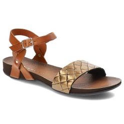 Brązowe Sandały Armodo Modne Obuwie Damskie. Brązowe sandały damskie Armodo, bez wzorów, bez obcasa, bez zapięcia. Za 249.00 zł.