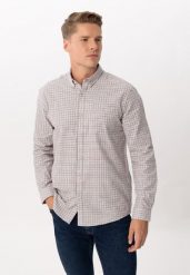 Koszula w kratkę, Regular Fit, K-NUMERO. Białe koszule męskie Volcano, m, z aplikacjami, z bawełny, biznesowe, bez kołnierzyka, bez ramiączek. Za 139.99 zł.