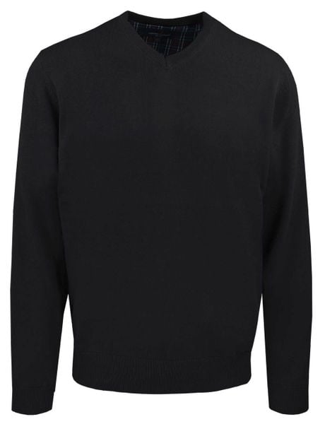 Męski, Bawełniany Sweter w Serek (V-neck) - Adriano Guinari - Czarny. Czarne swetry męskie Adriano Guinari, l, bez wzorów, z bawełny, biznesowe, bez kołnierzyka, bez ramiączek. Za 169.00 zł.