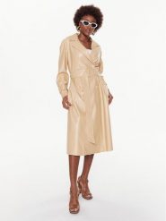 TWINSET Trencz 231TP2093 Écru Regular Fit. Płaszcze damskie Twinset, bez wzorów, ze skóry, bez kołnierzyka, bez kaptura. Za 1,289.00 zł.