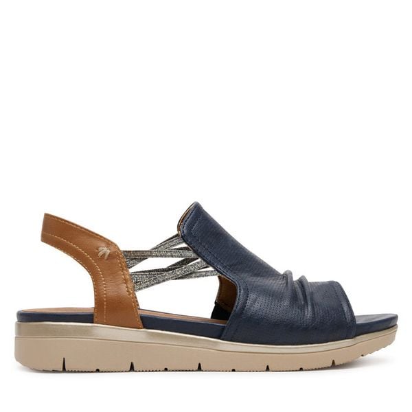 Sandały Jana. Niebieskie sandały damskie Jana, bez wzorów, bez obcasa, na płaskiej podeszwie, bez zapięcia. Za 259.99 zł.