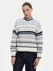 Barbour Sweter Eloise LKN1615MI11 Błękitny Relaxed Fit. Niebieskie swetry nierozpinane damskie Barbour, bez wzorów, z bawełny, bez kołnierzyka, bez ramiączek. Za 339.99 zł.
