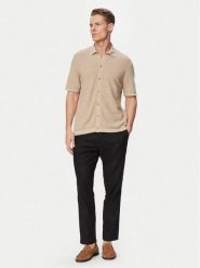 BOSS Chinosy Sanderson-L-3 50559595 Czarny Regular Fit. Czarne eleganckie spodnie męskie Boss, bez wzorów, ze lnu. Za 679.99 zł.