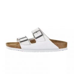 Klapki damskie Birkenstock Arizona BS Birko-flor. Białe klapki damskie Birkenstock, na lato, bez wzorów, z materiału, eleganckie, bez obcasa, bez zapięcia. Za 287.00 zł.