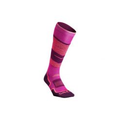 Skarpety narciarskie 300. Czerwone skarpetki damskie WED'ZE, bez wzorów, z elastanu. Za 39.99 zł.