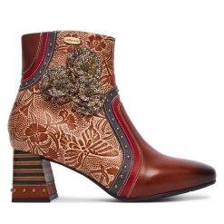 Botki Laura Vita. Brązowe botki damskie Laura Vita, bez wzorów, bez obcasa, na słupku, bez zapięcia. Za 689.99 zł.