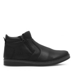 Botki Lanetti. Czarne botki męskie Lanetti, bez wzorów, bez obcasa, bez zapięcia. Za 159.99 zł.