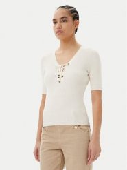 Morgan Sweter 251-MFEMI Beżowy Slim Fit. Brązowe swetry nierozpinane damskie Morgan, m, bez wzorów, z wiskozy, bez kołnierzyka, bez ramiączek. Za 189.99 zł.