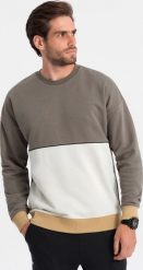 Ombre Bluza męska OVERSIZE z kontrastowym łączeniem kolorów - khaki V7 OM-SSNZ-0130 XXL. Brązowe bluzy męskie Ombre, m, bez wzorów, bez ramiączek, bez kaptura. Za 169.99 zł.