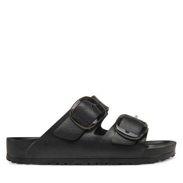 Klapki Birkenstock. Czarne klapki damskie Birkenstock, bez wzorów, bez obcasa, bez zapięcia. Za 199.99 zł.