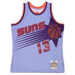 Koszulka Phoenix Suns Swingman 1996/97. Fioletowe bluzki damskie Mitchell & Ness, bez wzorów, sportowe, bez kołnierzyka, bez ramiączek. Za 616.50 zł.