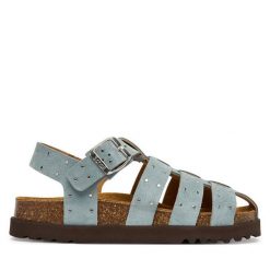 Sandały Scholl. Niebieskie sandały damskie Scholl, bez wzorów, bez obcasa, na płaskiej podeszwie, bez zapięcia. Za 547.99 zł.