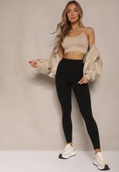 Czarne Basicowe Legginsy High Waist Tofelia. Czarne legginsy damskie Renee, bez wzorów, z jeansu. Za 49.99 zł.