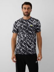 4F T-shirt regular z nadrukiem męski - czarny XL. Czarne t-shirty męskie 4F, m, bez wzorów, z bawełny, bez kołnierzyka, bez ramiączek. Za 89.99 zł.