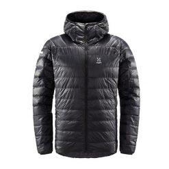 Kurtka turystyczna męska Haglöfs puchowa. Czarne kurtki męskie Haglöfs, m, bez wzorów, z puchu, sportowe, bez kaptura. Za 659.99 zł.