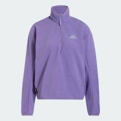 Polarowa bluza ADI365 Running Essentials Winterized z suwakiem do połowy. Czerwone bluzy damskie Adidas, na zimę, m, bez wzorów, z materiału, bez ramiączek, bez kaptura. Za 299.00 zł.