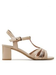 Caprice Sandały 9-28308-42 Beżowy. Brązowe sandały damskie Caprice, bez wzorów, ze skóry, bez obcasa, na słupku, bez zapięcia. Za 231.99 zł.