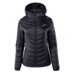 Damska Kurtka Nahia. Czarne kurtki sportowe damskie Hi-tec, m, bez wzorów, z materiału, bez ramiączek, z kapturem, trekkingowe. Za 301.99 zł.