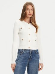 Guess Kardigan W5YR09 Z0130 Biały Regular Fit. Białe kardigany damskie Guess, m, z aplikacjami, z syntetyku, bez kołnierzyka. Za 369.99 zł.