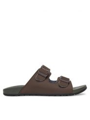 Skechers Klapki Pelem-Rolento 66042/CHOC Brązowy. Brązowe klapki męskie Skechers, bez wzorów, ze skóry, bez zapięcia. Za 169.99 zł.