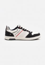 Białe Buty Sportowe Sneakersy z Napisem i Perforacją Arandira. Białe buty sportowe męskie Born2be, bez wzorów, z jeansu, bez zapięcia. Za 139.99 zł.